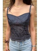 Vintage denim τοπ με δαντέλα M