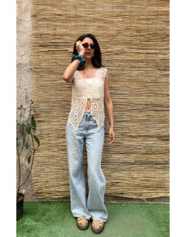 Vintage crochet γιλέκο L