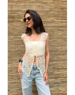 Vintage crochet γιλέκο L