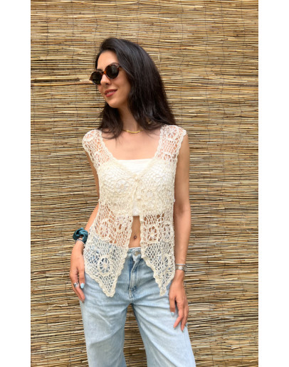 Vintage crochet vest L
