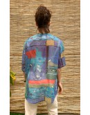 Vintage εμπριμέ ημιδιαφανές τοπ XXL