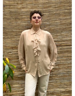 Vintage semi see through baize shirt L
