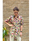 Vintage semi see through floral shirt L
