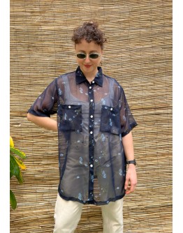 Vintage semi see through floral shirt