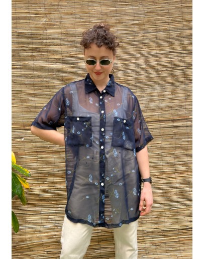 Vintage semi see through floral shirt