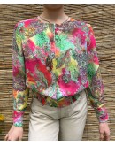 Vintage bomber εμπριμέ ημιδιαφανές τοπ S-M