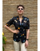 Vintage semi see through floral shirt M