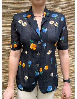 Vintage semi see through floral shirt M
