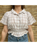 Vintage plaid cropped top L