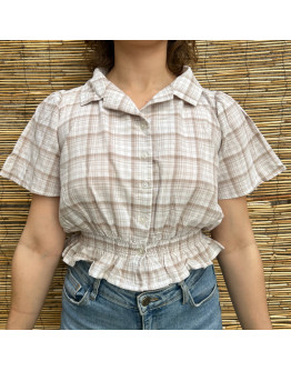 Vintage plaid cropped top L