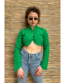 Vintage green cropped top with embroidery S-M