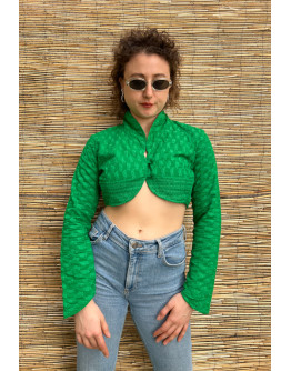 Vintage green cropped top with embroidery S-M