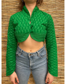 Vintage green cropped top with embroidery S-M