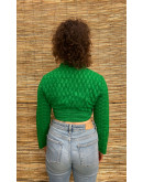 Vintage green cropped top with embroidery S-M