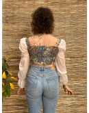 Vintage φλοράλ cropped corset top S