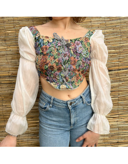 Vintage φλοράλ cropped corset top S