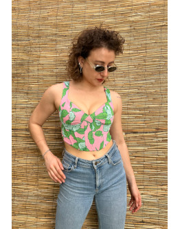 Vintage εμπριμέ cropped corset top S