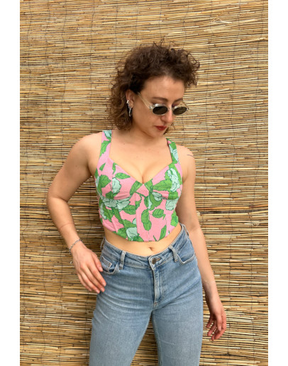 Vintage εμπριμέ cropped corset top S