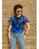 Vintage ημιδιαφανές φλοράλ τοπ Guess M