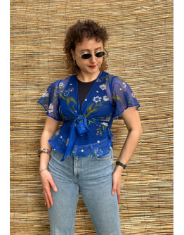 Vintage ημιδιαφανές φλοράλ τοπ Guess M