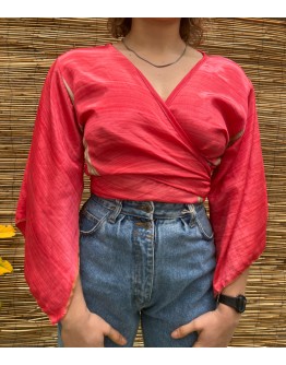 Silk wrap printed top 