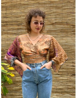 Silk wrap printed top 