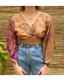 Silk wrap printed top 