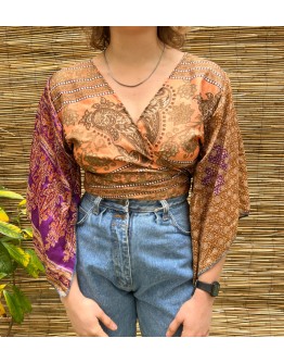 Silk wrap printed top 