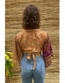 Silk wrap printed top 