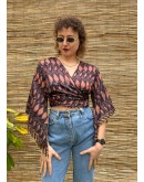 Silk wrap printed top 