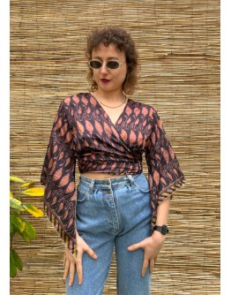Silk wrap printed top 