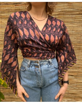 Silk wrap printed top 