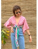 Silk wrap printed top 
