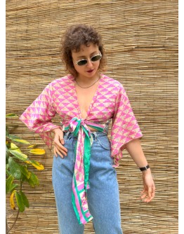Silk wrap printed top 