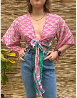 Silk wrap printed top 