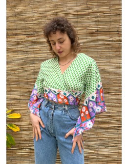 Silk wrap printed top 
