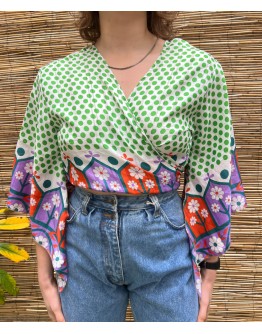 Silk wrap printed top 