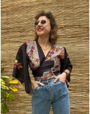 Silk wrap printed top 