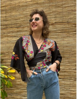 Silk wrap printed top 