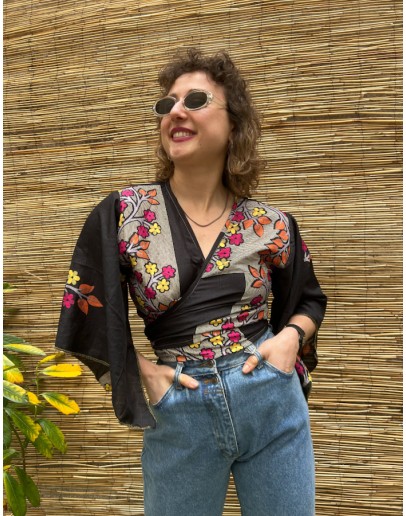 Silk wrap printed top 