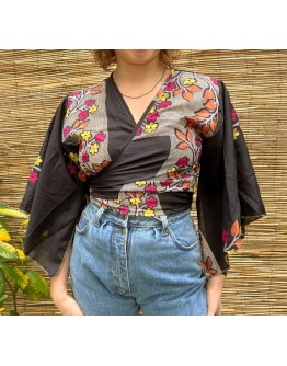 Silk wrap printed top 