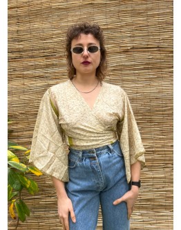 Silk wrap printed top 