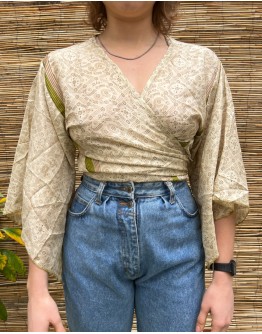 Silk wrap printed top 