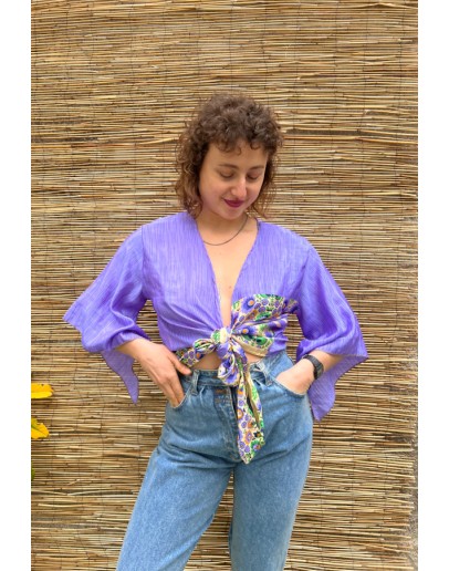 Silk wrap printed top 