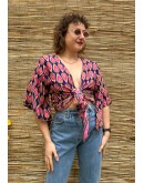 Silk wrap printed top 