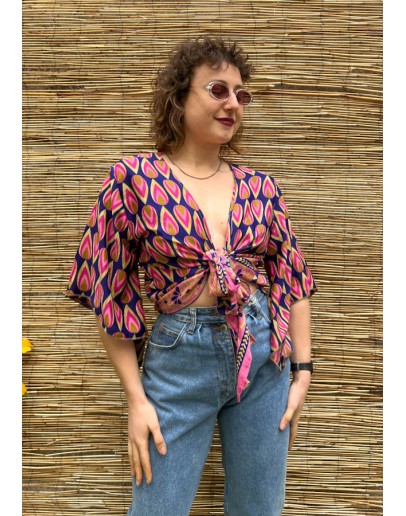 Silk wrap printed top 