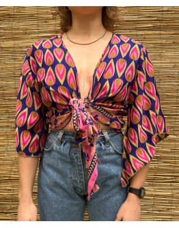 Silk wrap printed top 