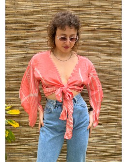 Silk wrap printed top 