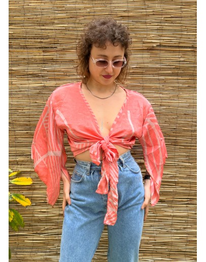 Silk wrap printed top 