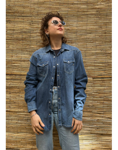 Vintage unisex denim πουκάμισο S